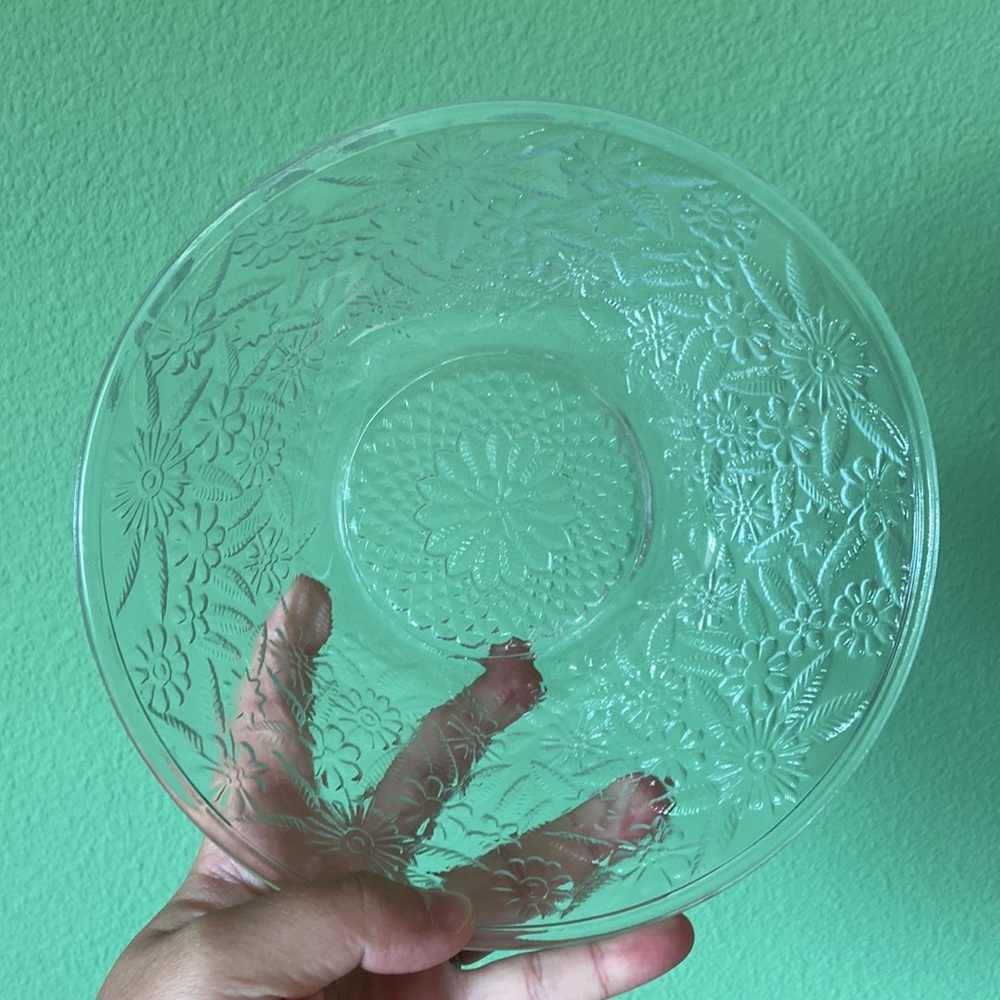 Vintage floral crystal bowl